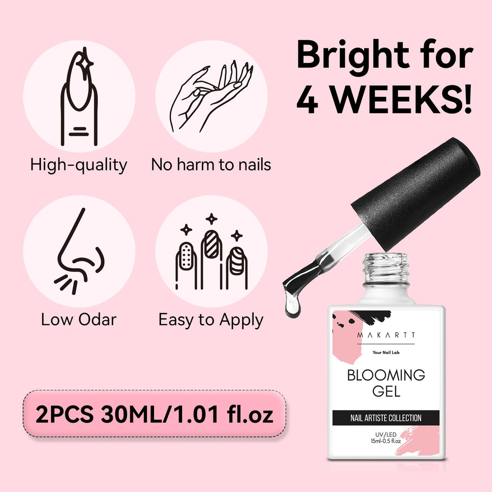 Makartt Blooming Gel-Low odor formula for comfortable at-home manicures.