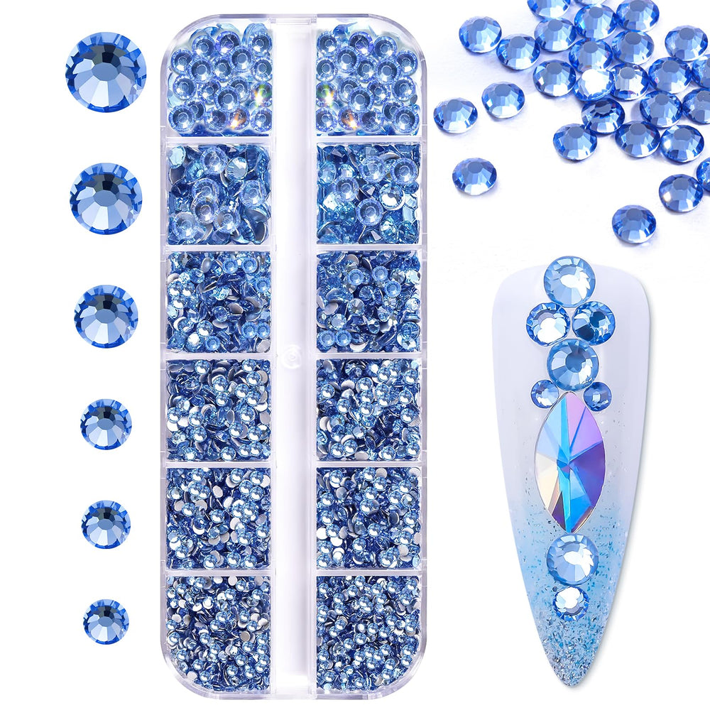Makartt blue nail rhinestones flat-back 1110-piece set for dazzling nail art
