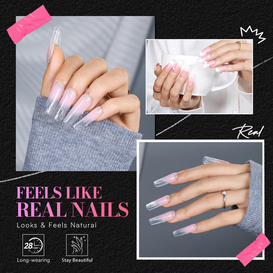 Makartt clear nail tips close-up highlighting pre-etched edges for quick application