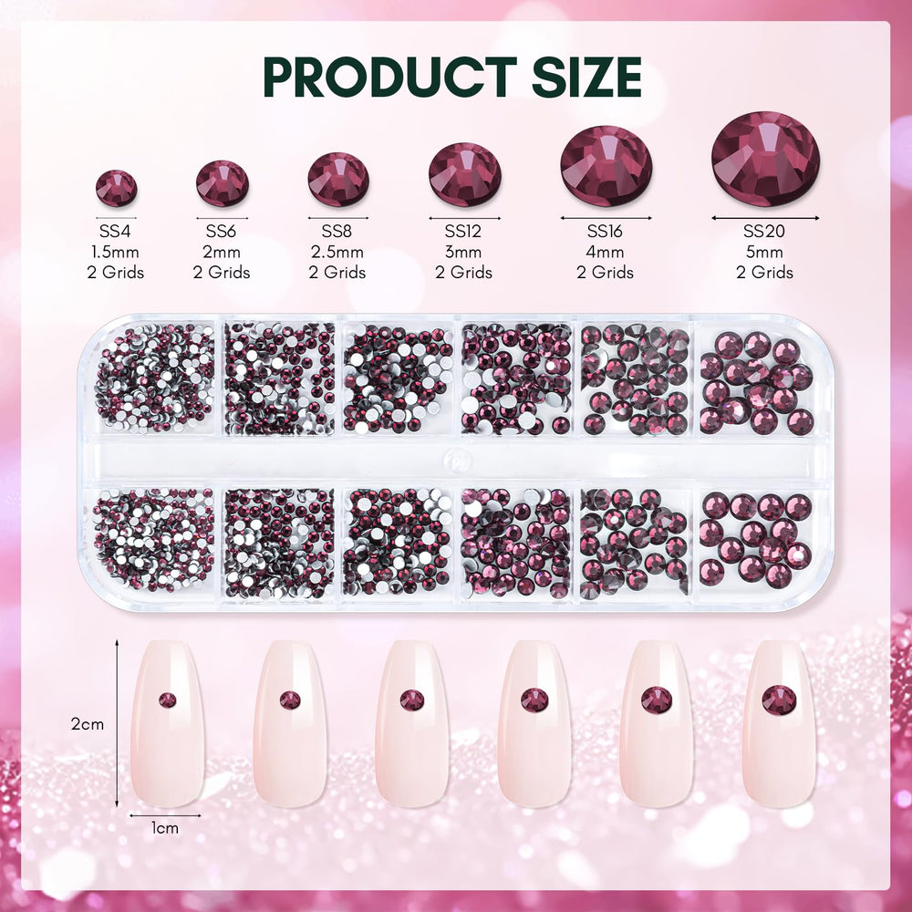 Makartt dark purple rhinestones 3mm flatback bold accents for nails.