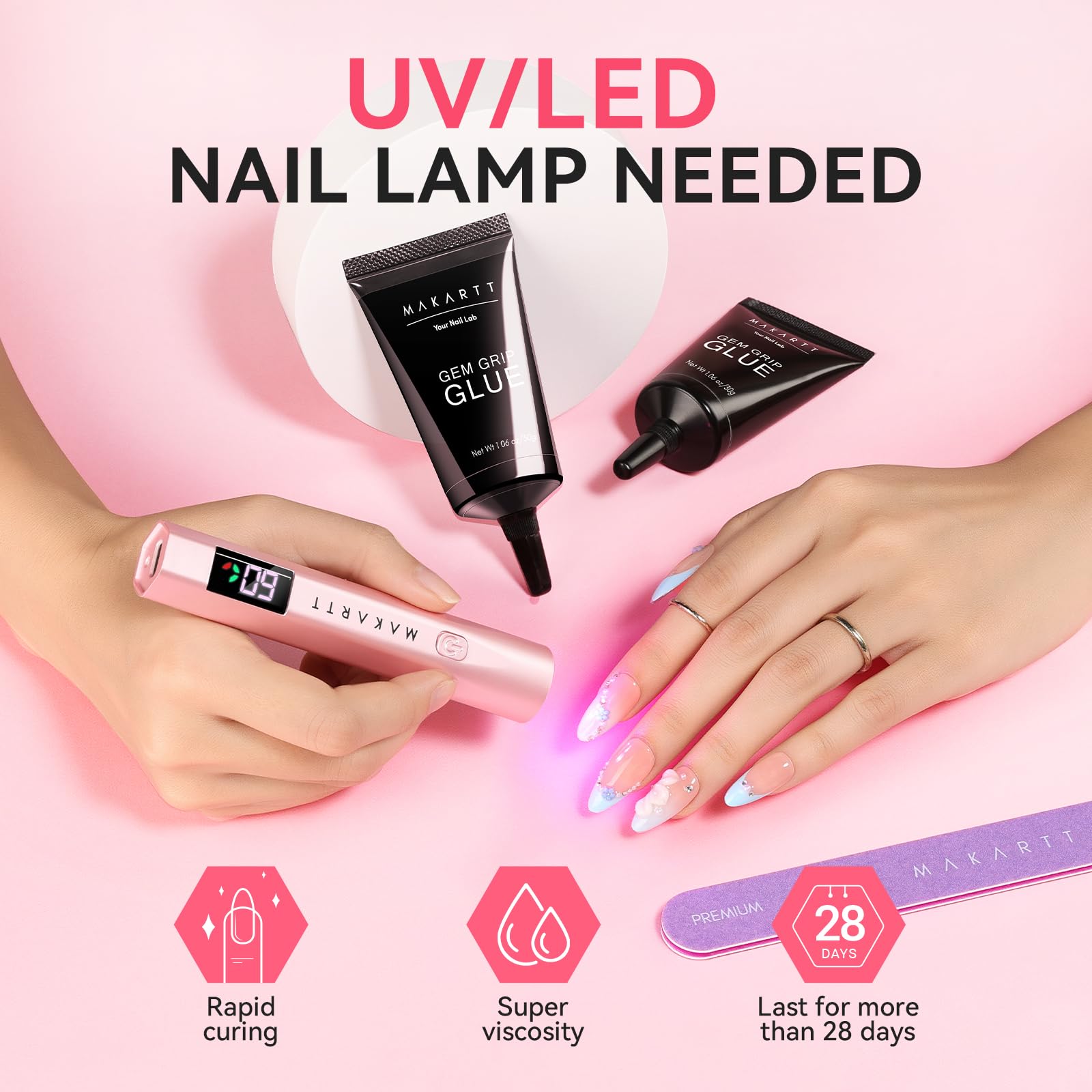 Makartt glue designed for easy at-home DIY manicures and pro nail techs.
