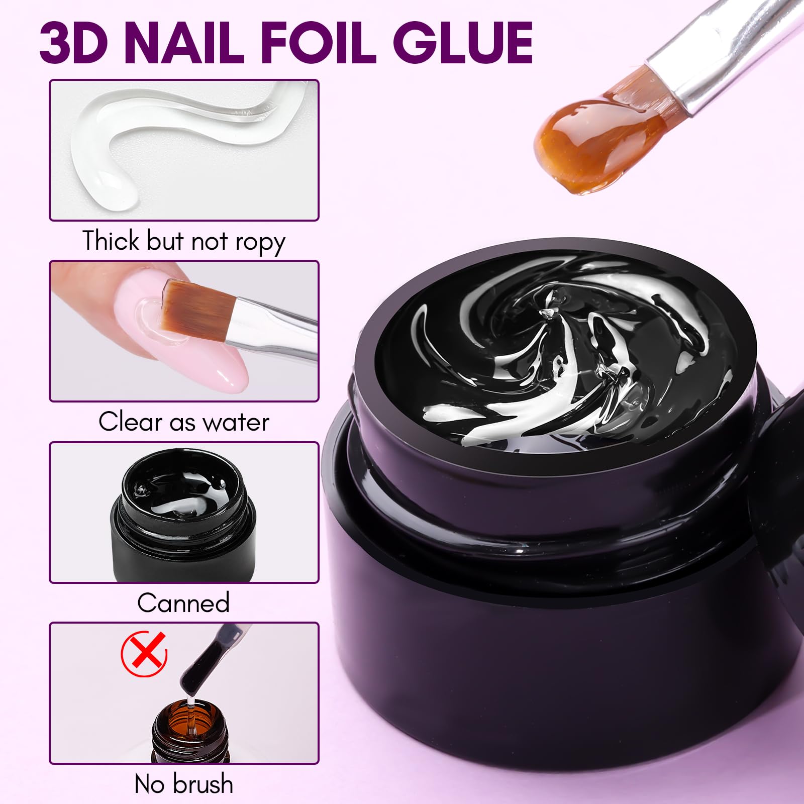 Makartt glue allows linear foil designs with gel polish