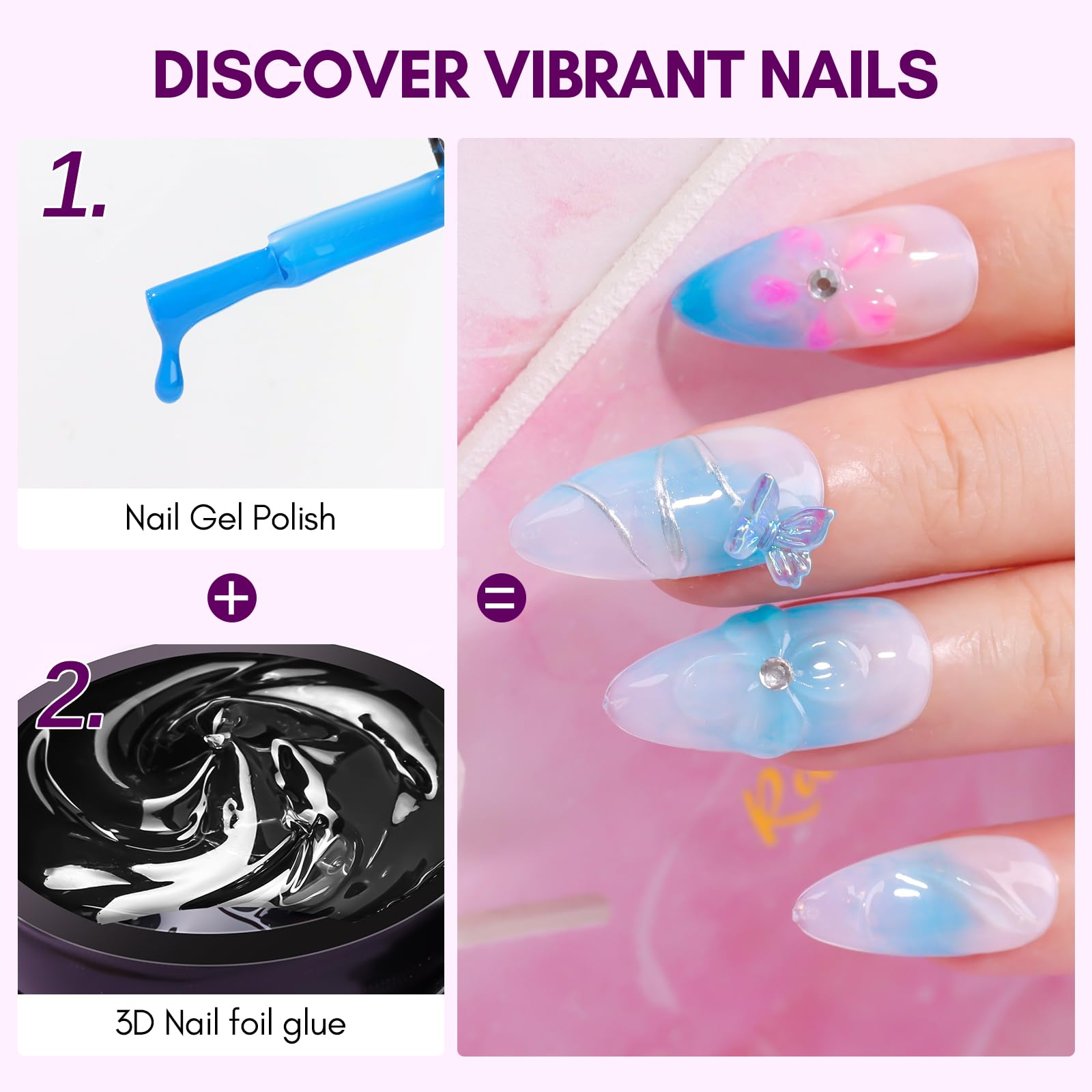 Makartt glue enhances shell foil patterns on nails