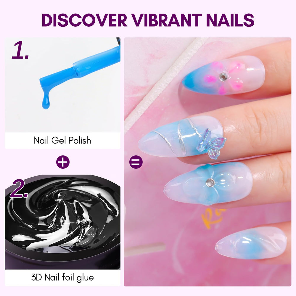 Makartt glue enhances shell foil patterns on nails