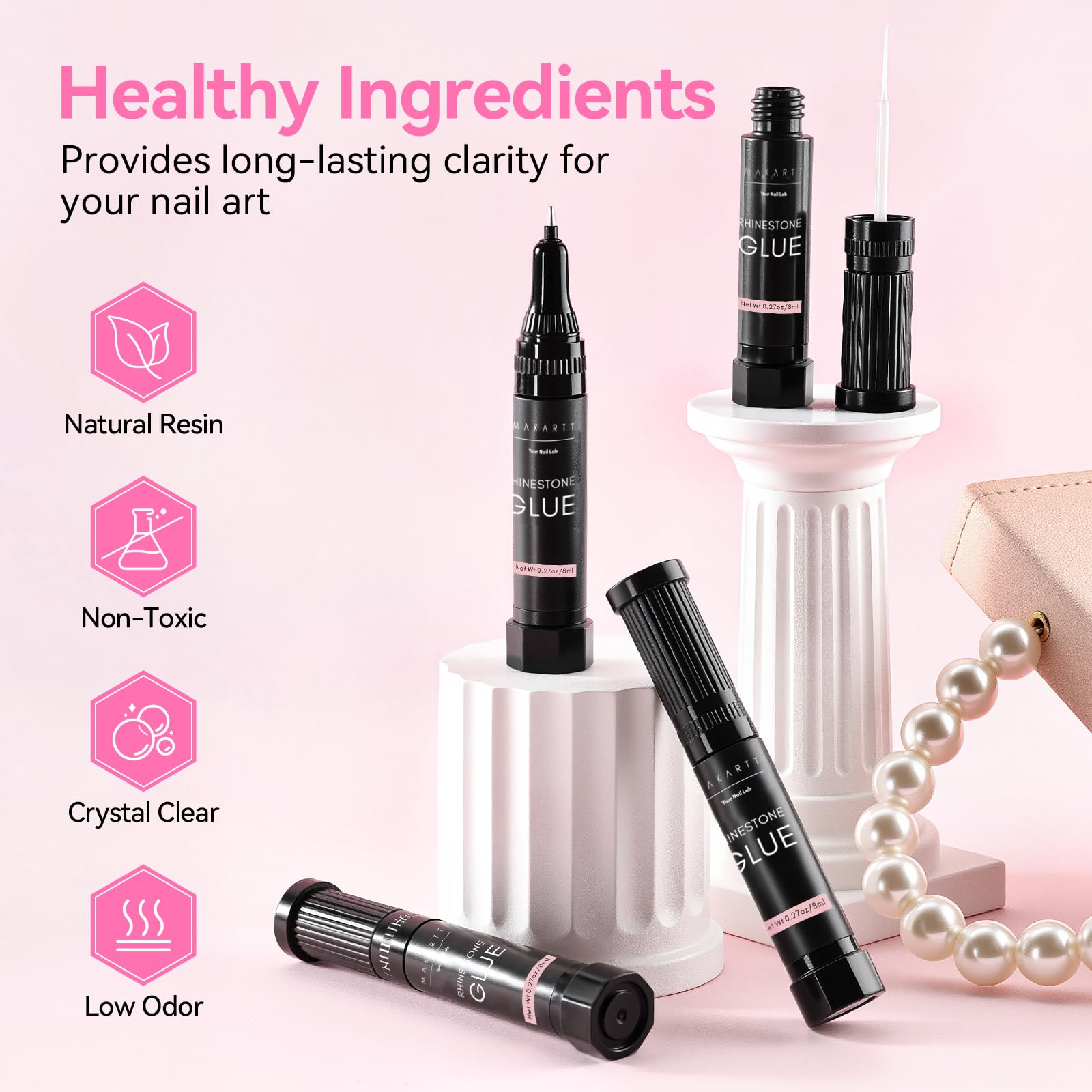 Makartt Four-pack 8ml gel glue for versatile nail art projects.
