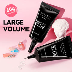 Makartt Glue compatible with gel, poly gel, acrylic for versatile use.