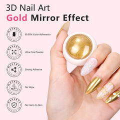 Makartt gold chrome powder glitter jar enhances metallic mirror effects.