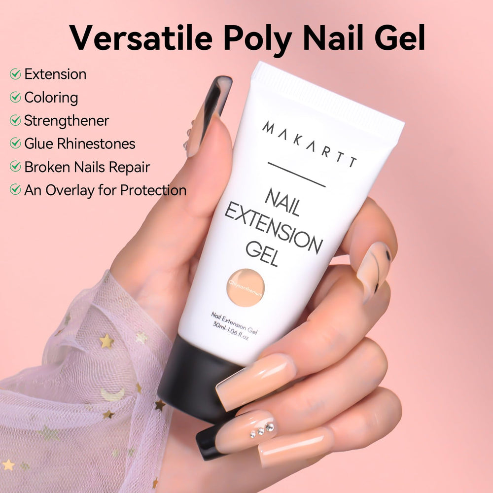 Makartt HEMA-free poly gel set dark almond close-up for versatile design