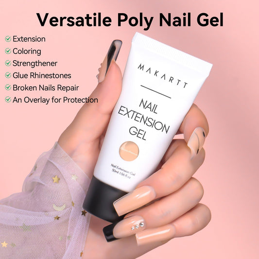 Makartt HEMA-free poly gel set dark almond close-up for versatile design