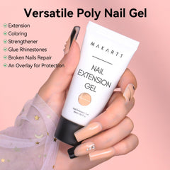 Makartt HEMA-free poly gel set dark almond close-up for versatile design