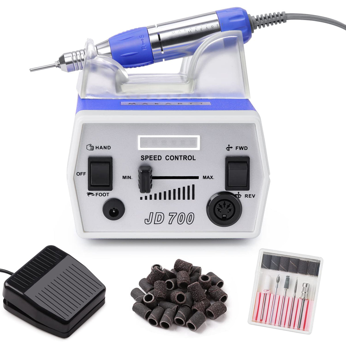 Makartt JD700 nail drill front view for precise manicure setup.