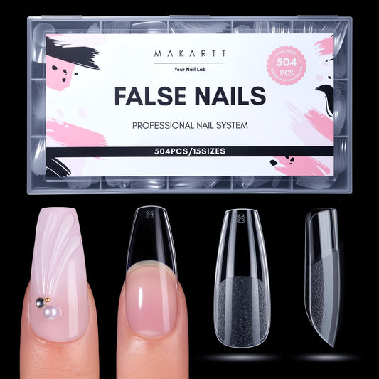 Makartt medium coffin nail tips in box 504 pieces for salon or home extensions.