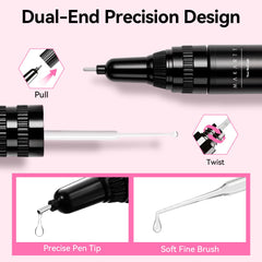 Makartt Glue Gel pen tip enables fine rhinestone placement on nails.