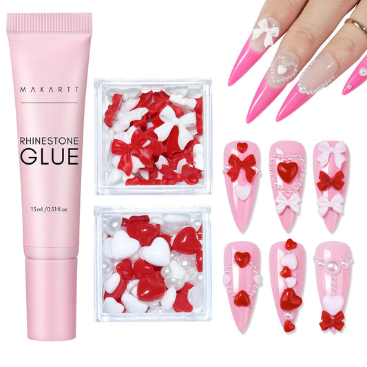 Makartt Nail Charm Glue Kit with 15 ml rhinestone glue for precise adhesion