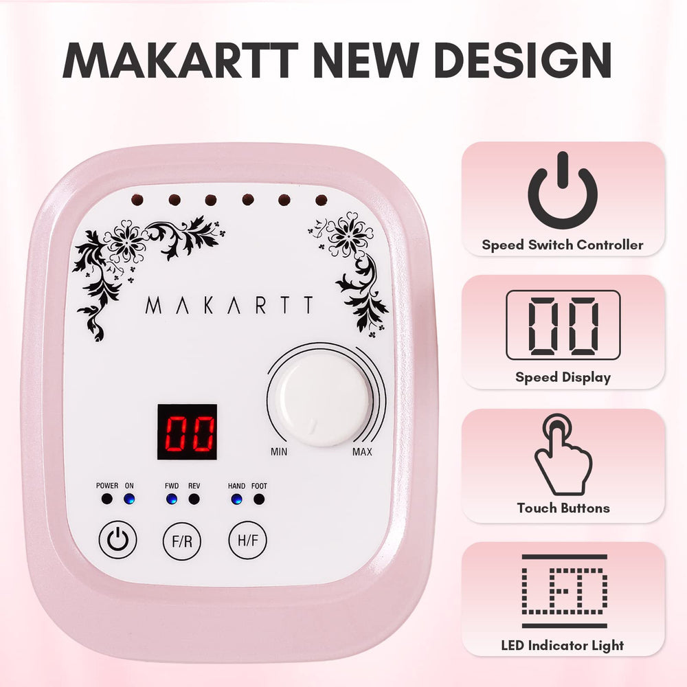 Makartt Genesie nail drill at 35000RPM for smooth removal.