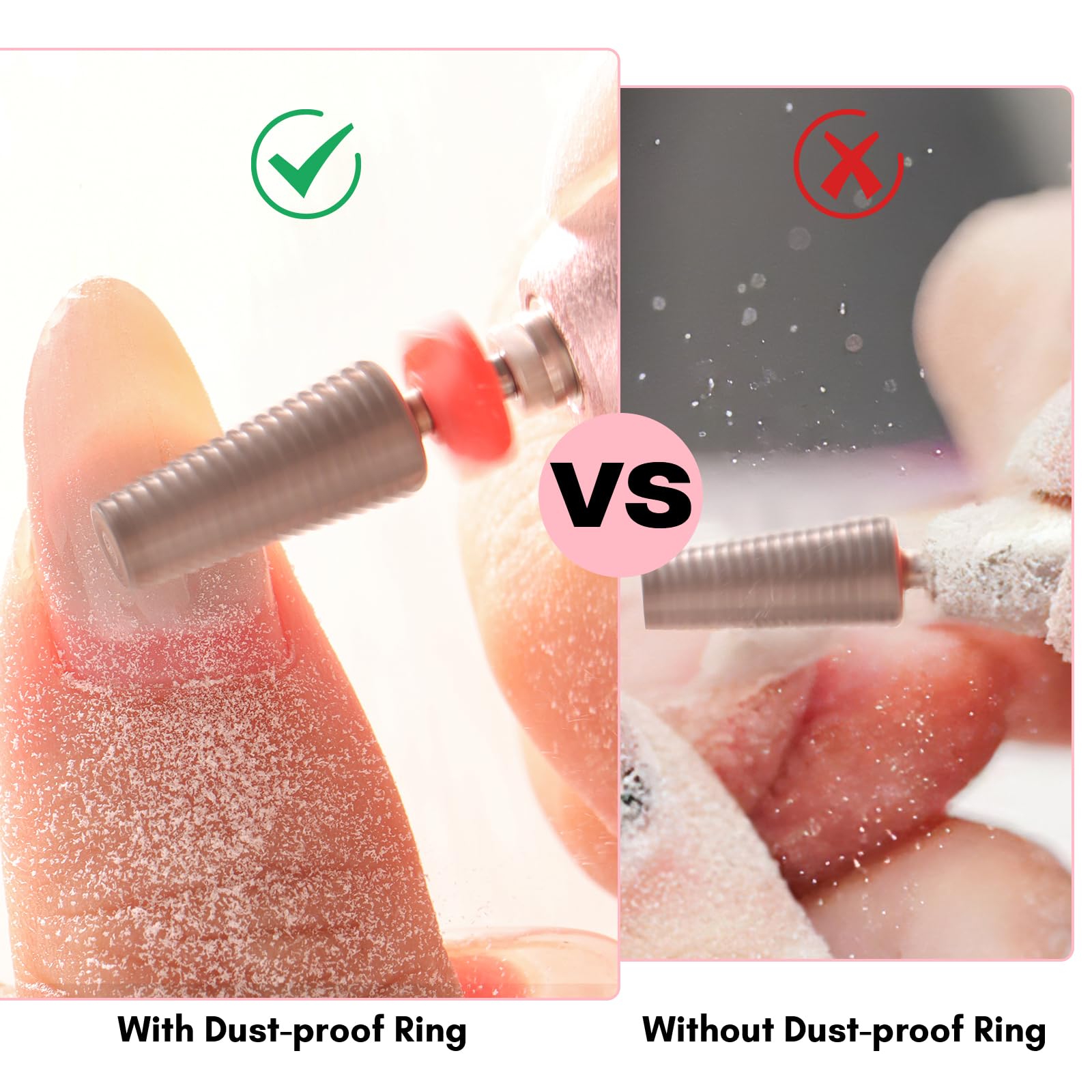 Makartt bit with dust-proof ring reduces debris during filing.