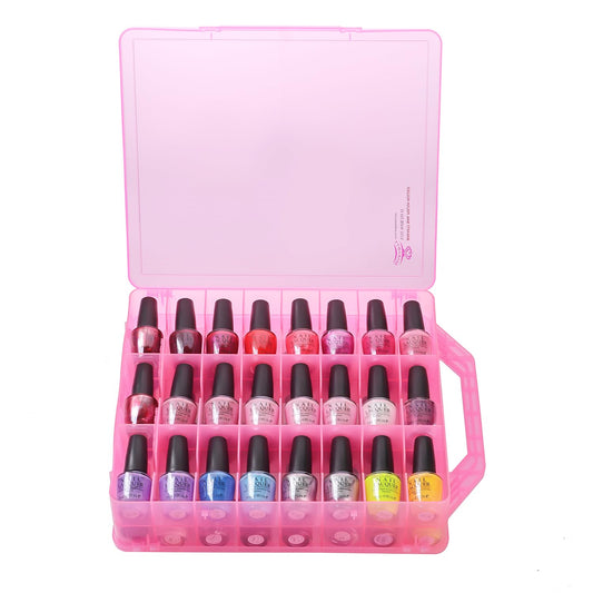 Makartt pink nail polish organizer front view displays 48 bottles for easy color selection.