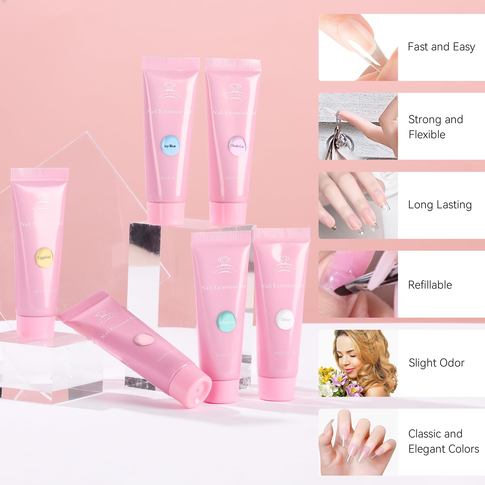 Makartt poly nail gel set pastel yellow swatches for sunny accents