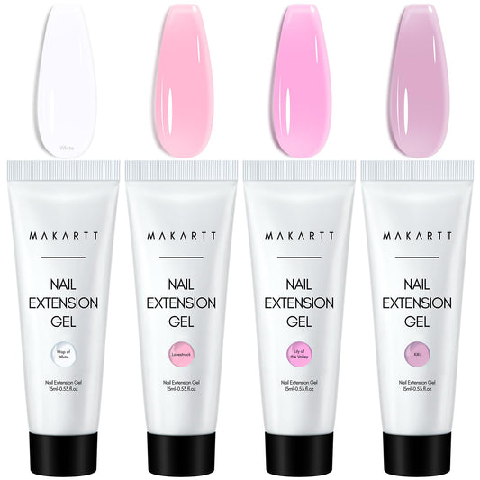 Makartt Poly Nail Gel Set swatches show four versatile shades for any season