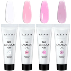 Makartt Poly Nail Gel Set swatches show four versatile shades for any season