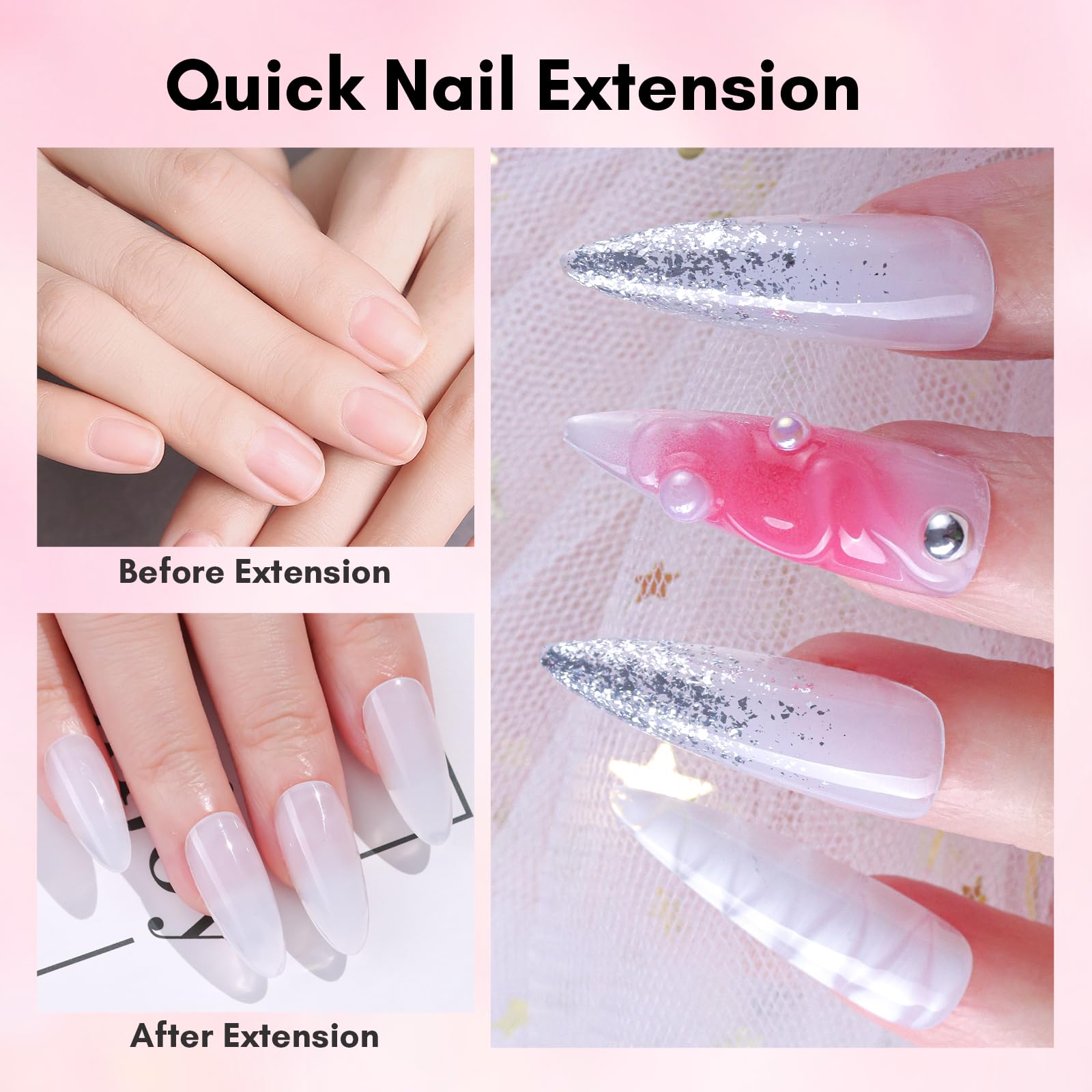 Makartt poly nail gel set nude pink bottle for natural look overlays