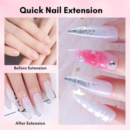 Makartt poly nail gel set nude pink bottle for natural look overlays