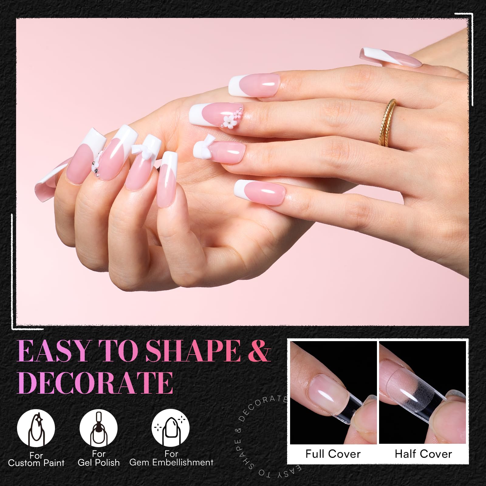 Makartt pre-etched nail tips edge detail for smooth nail bed fit