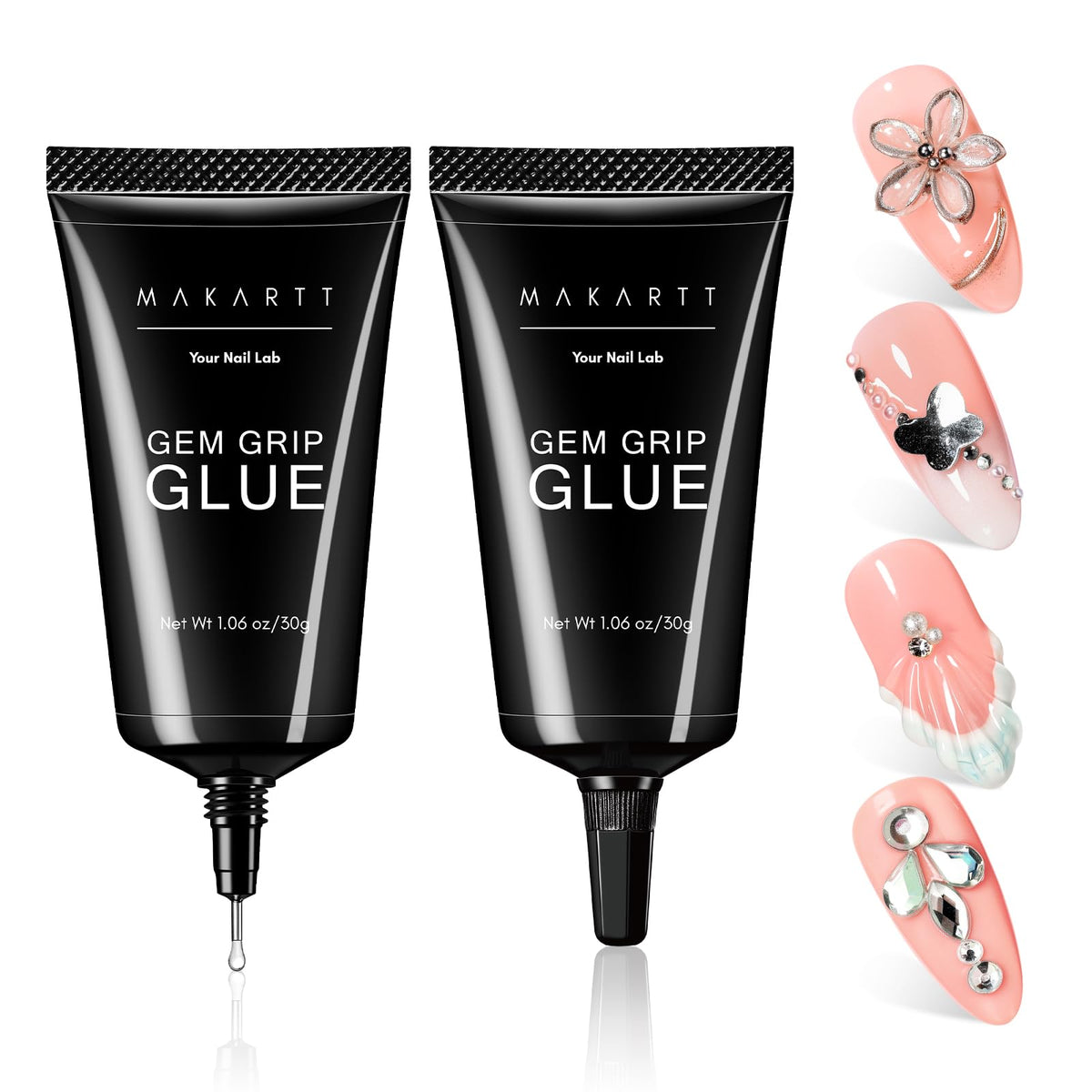 Makartt Rhinestone Glue bottle for secure gemstone adhesion on nails.