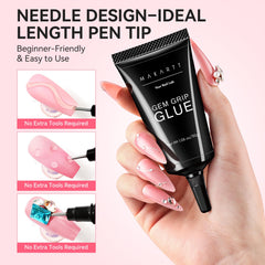 Makartt Rhinestone Glue under UV LED lamp cures in 60-120 seconds.