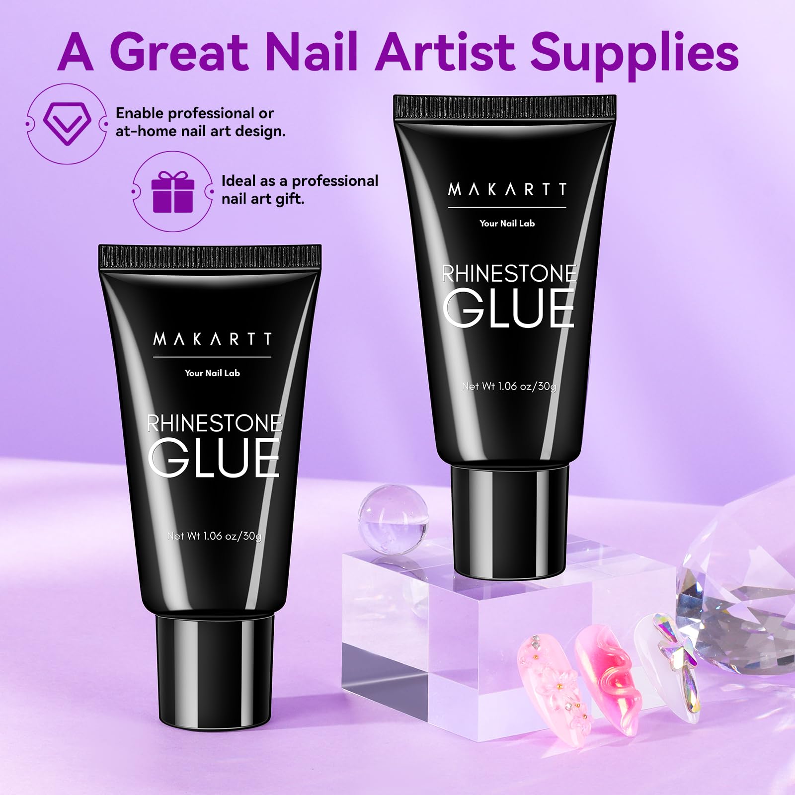 Makartt secure stone adhesion helps keep nail art intact