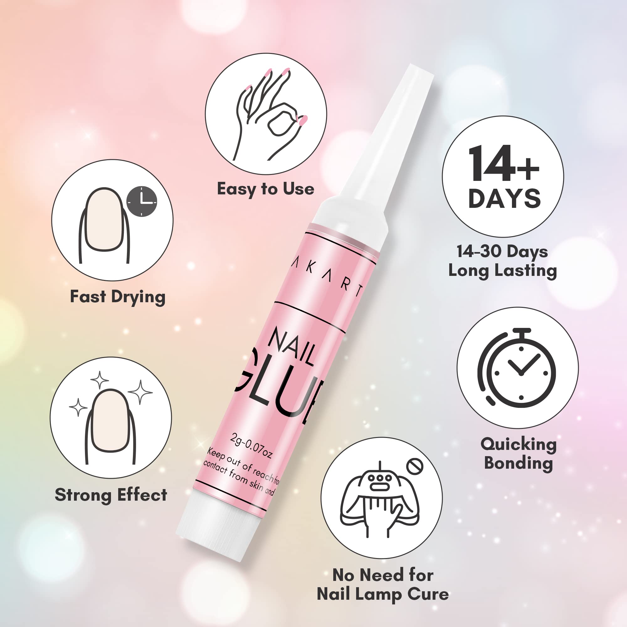 Makartt air-dry nail glue no lamp required for faster results.