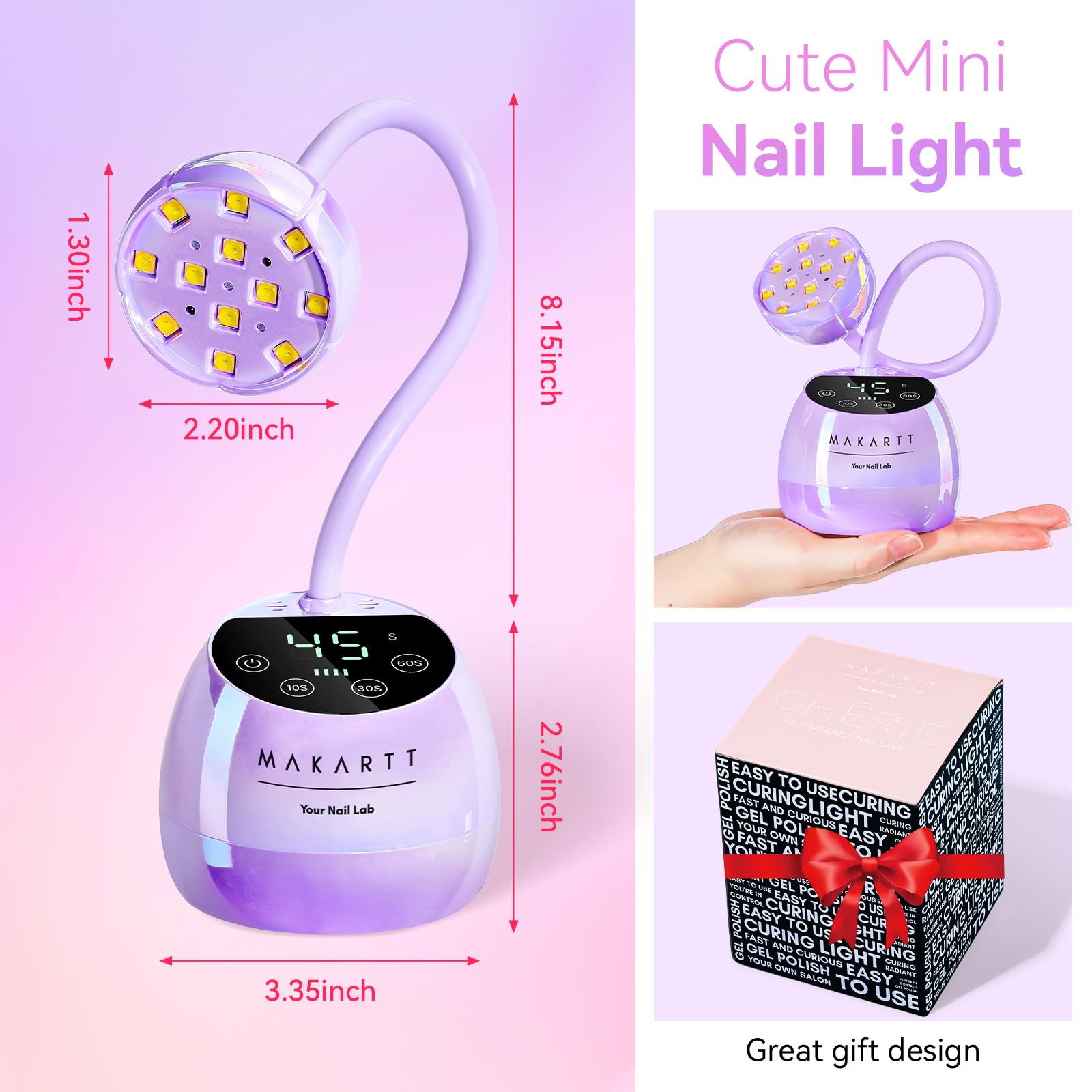 Makartt compatible with UV and LED gels for versatile results.