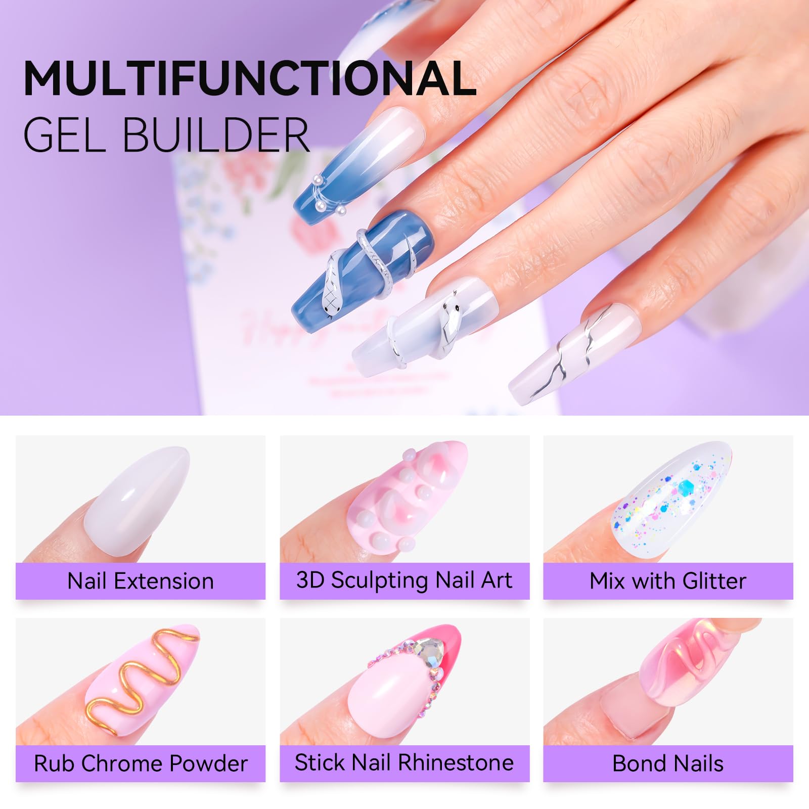 Makartt UV/LED glue gel for secure fake nails and rhinestone work