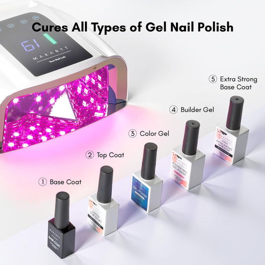 Makartt UV LED Nail Lamp side view with convenient carrying handle for portability