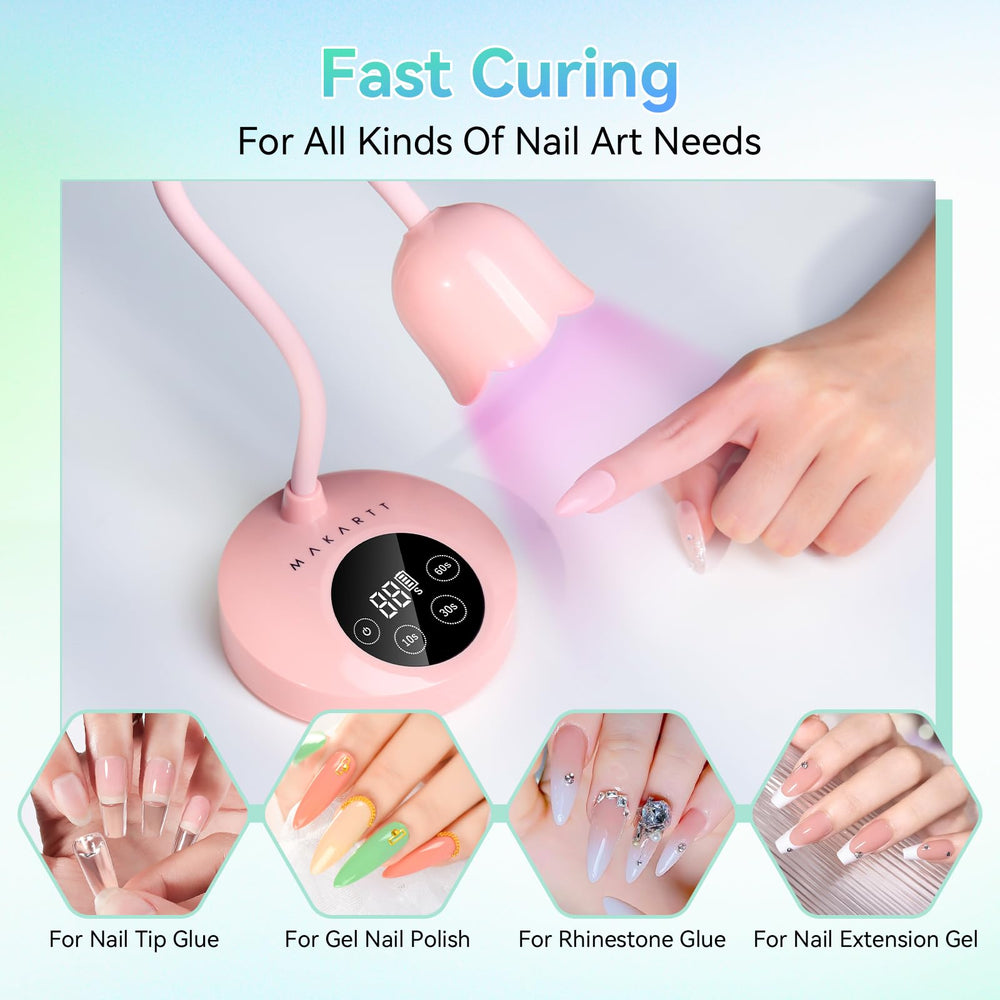Makartt UV Nail Lamp pink close-up reveals dual UV+LED beads for even curing.