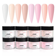 MakarttPro cool-tone collection powder jar with eight colors for durable, long-lasting nail coverage.