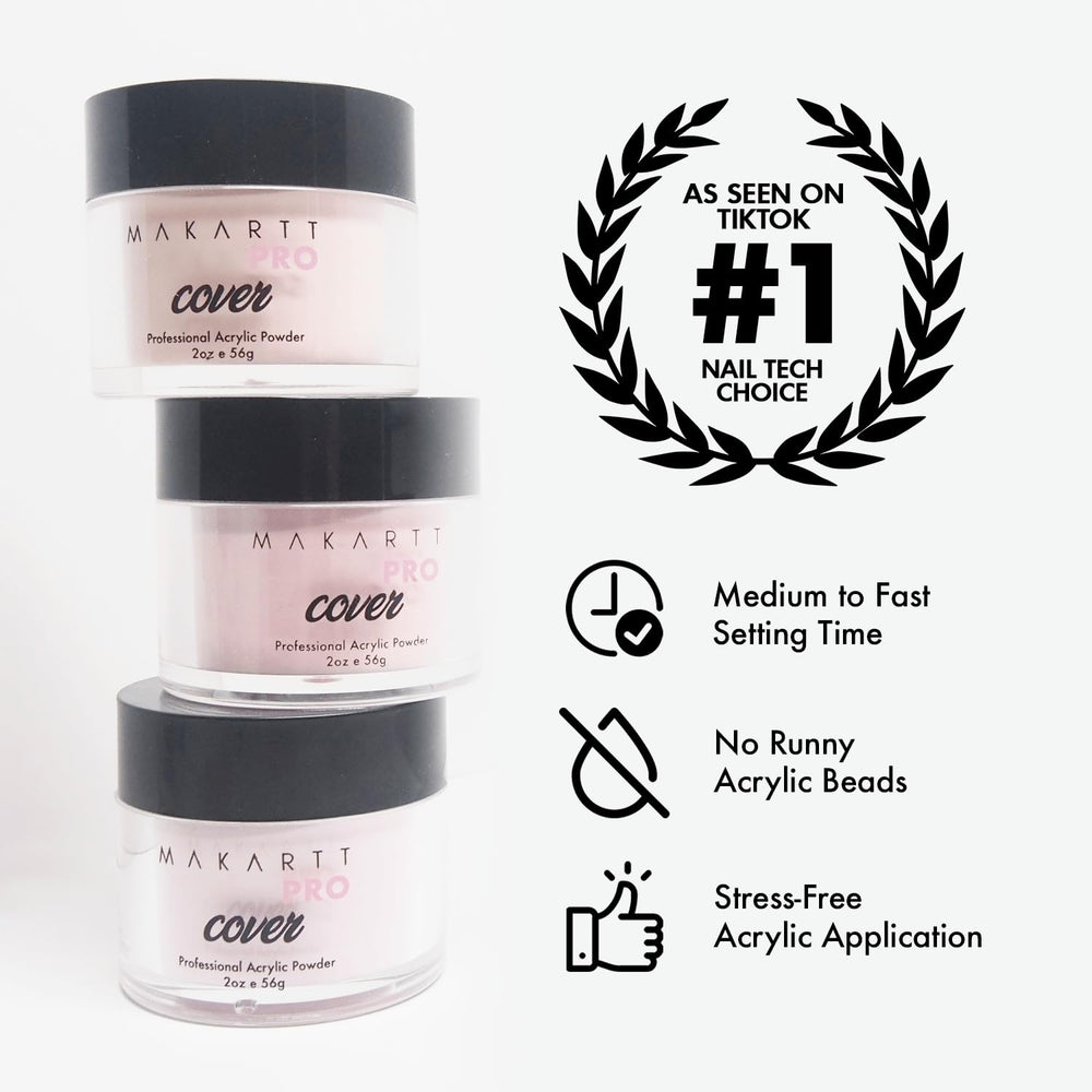 MakarttPro cover powder bottle demonstrating smooth, easy application on natural nails.