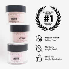 MakarttPro cover powder bottle demonstrating smooth, easy application on natural nails.