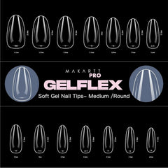 Close-up of GelFlex tips with smooth curvature for natural-looking nails.