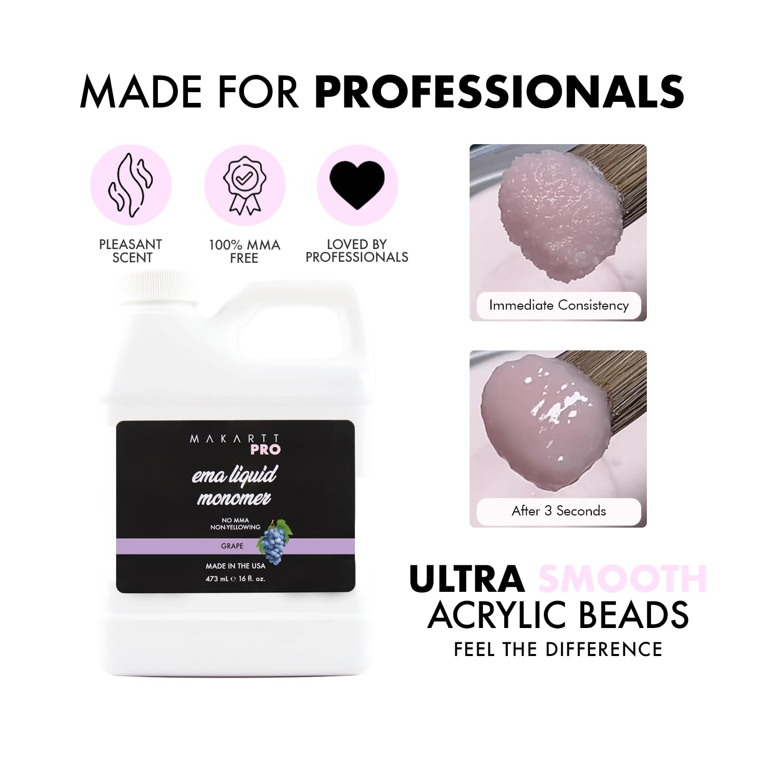 MakarttPro grape-scented monomer with Kolinsky brushes for smooth bead pickup