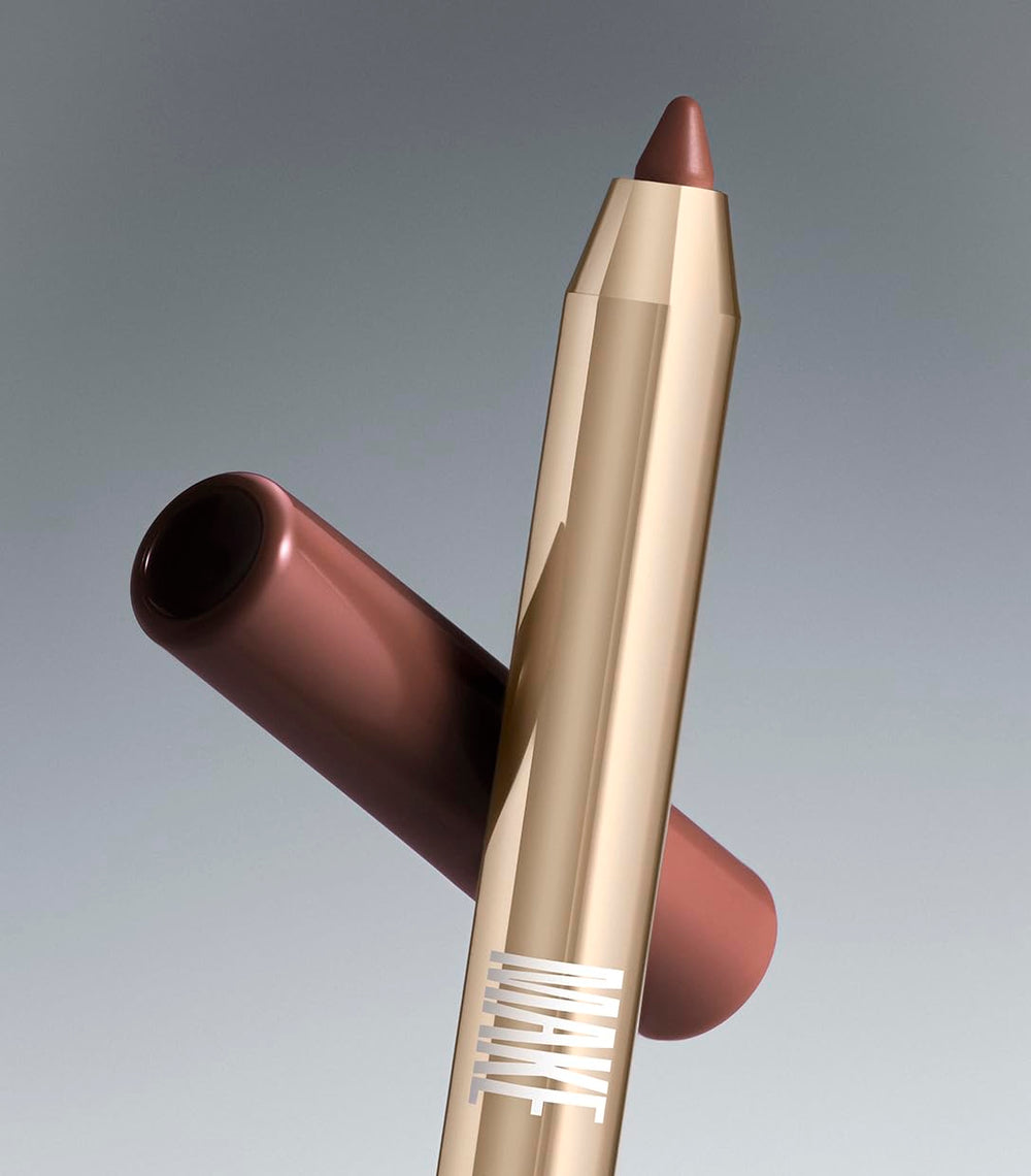 Dark brown Quantum shade swatch on lips for versatile looks