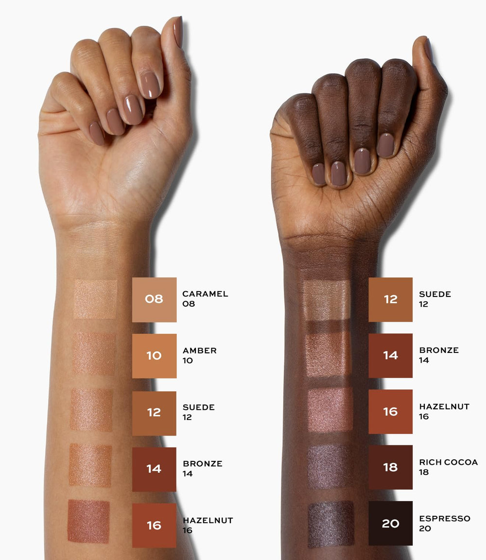 Close-up of the blurred finish from MAKE Diffusion Dew Skin Tint smoothing texture.