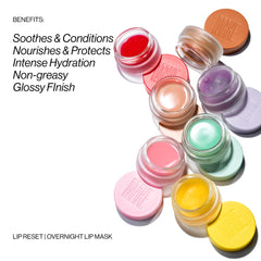 MAKE Beauty Lip Reset close-up reveals creamy texture ideal for nighttime care.