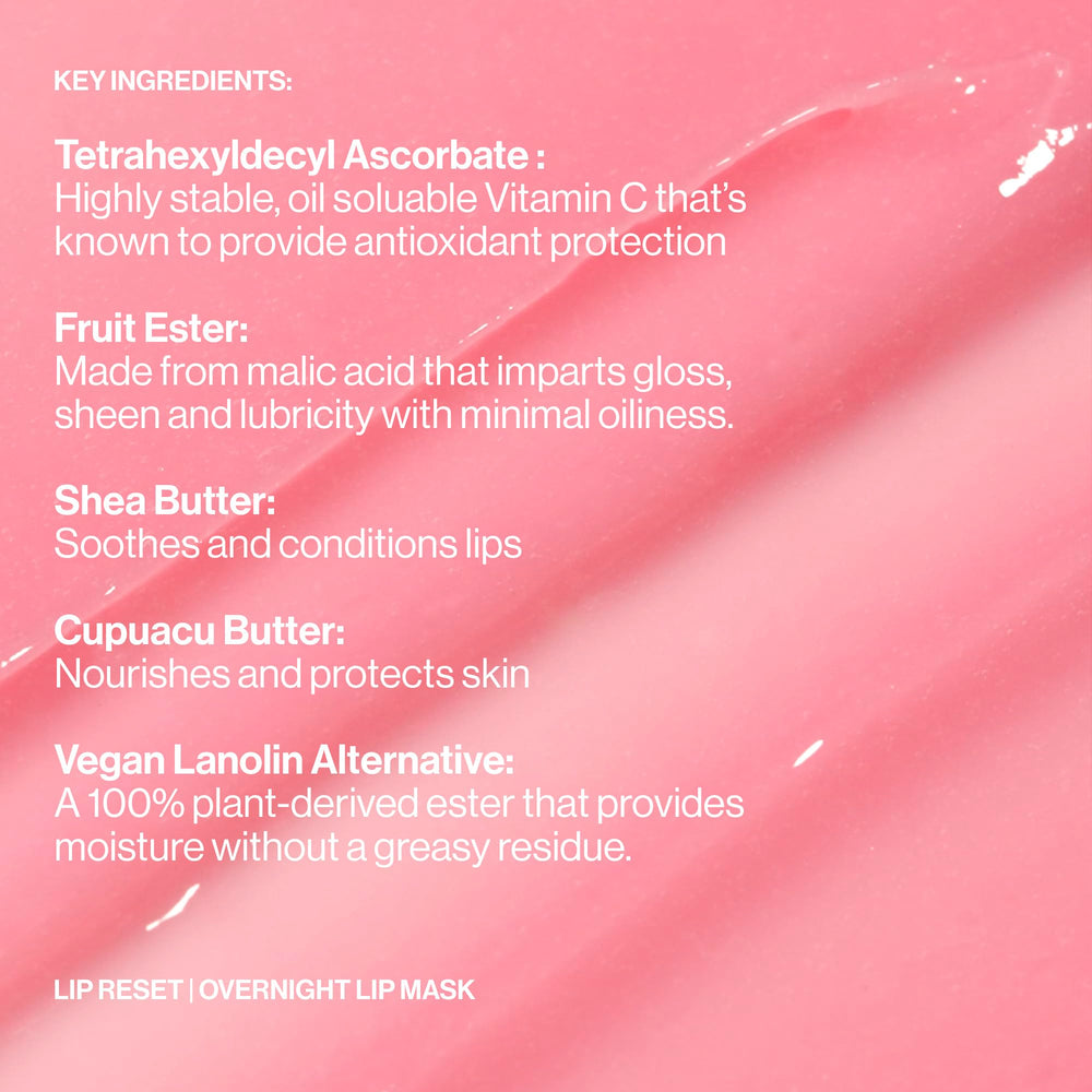 MAKE Beauty Lip Reset texture close-up highlights non-greasy absorption.