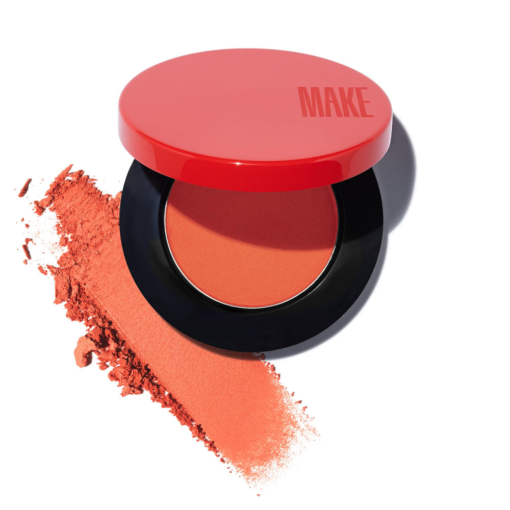 MAKE Beauty Skin Mimetic Blush compact front view with Vivid Dream for travel-friendly color