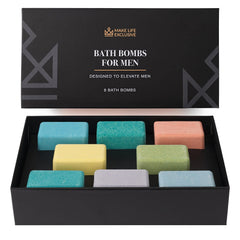 Make Life Exclusive bath bombs block shape 8-pack delivers rich bubbles and long-lasting aroma