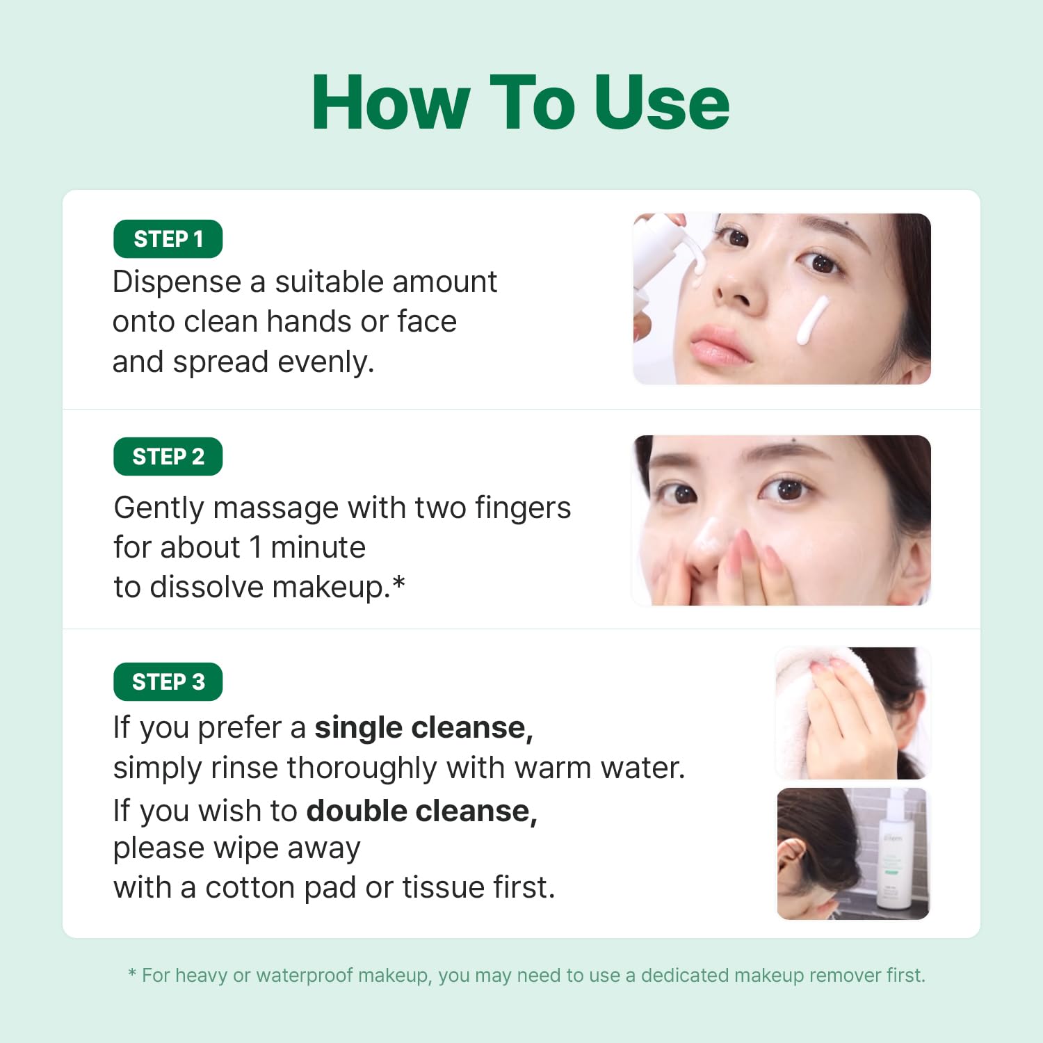 MAKEP:REM Safe Me Relief Moisture Cleansing Milk bottle on bathroom shelf for daily skincare