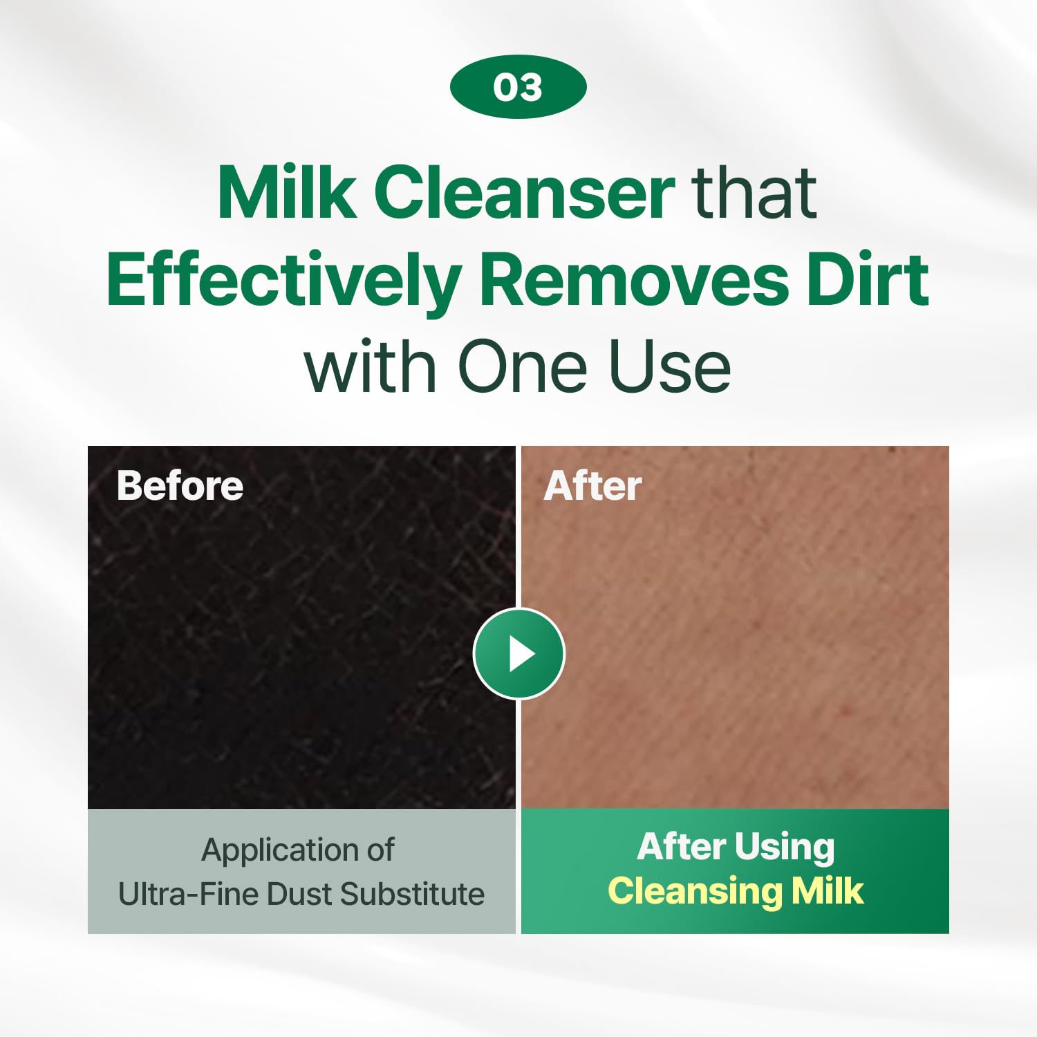 MAKEP:REM Safe Me Relief Moisture Cleansing Milk on hand demonstrates hydrating cleanse