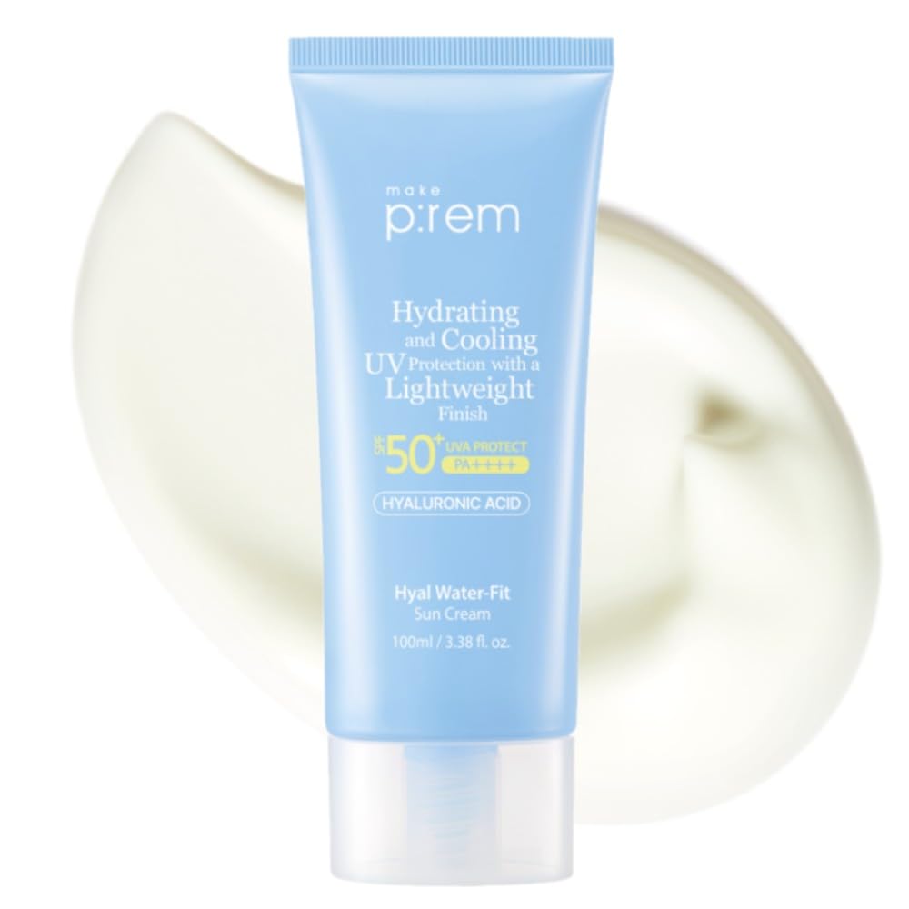 MAKEP:REM Hyal Water-Fit Sunscreen bottle ready for daily hydration.