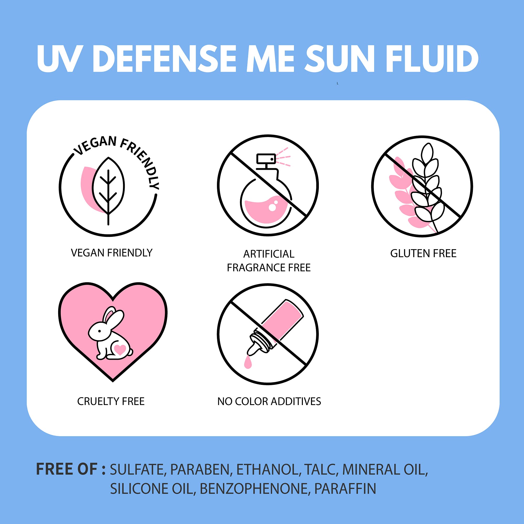 MAKEPREM REM Defense Me Daily Sun Fluid on-face application suggests non-greasy hydration.